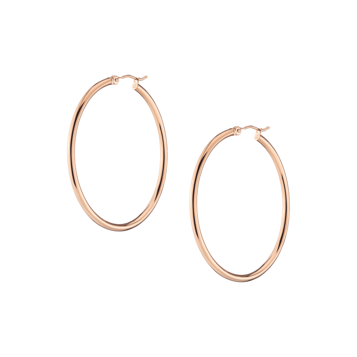 Gold Hoop Earrings - 2mm 14k Rose Gold Pair Single 40mm