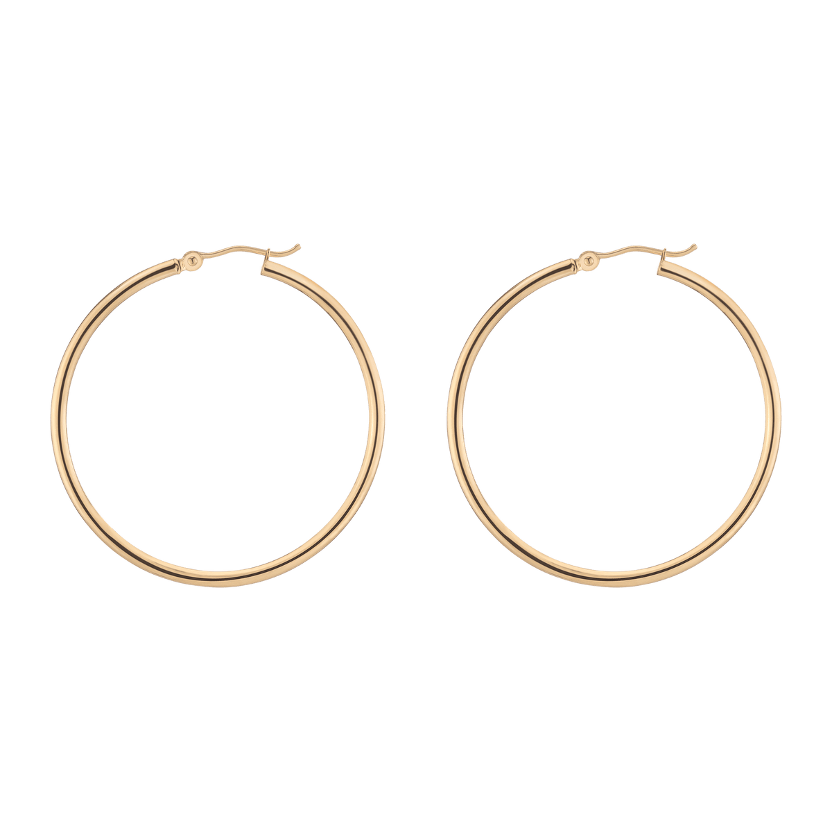 Gold Hoop Earrings - 2mm 14k Yellow Gold Pair Single 40mm