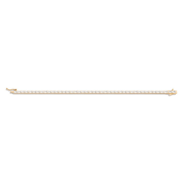 White Sapphire Horizontal Baguette Tennis Bracelet Vermeil Yellow Gold 7ct 6.5in 7in 