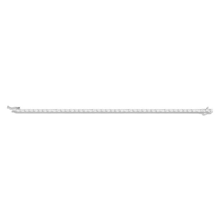 White Sapphire Horizontal Baguette Tennis Bracelet Vermeil White Gold 7ct 6.5in 7in 