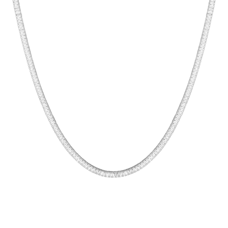 Luxury Sapphire Baguette Tennis Necklace 16"