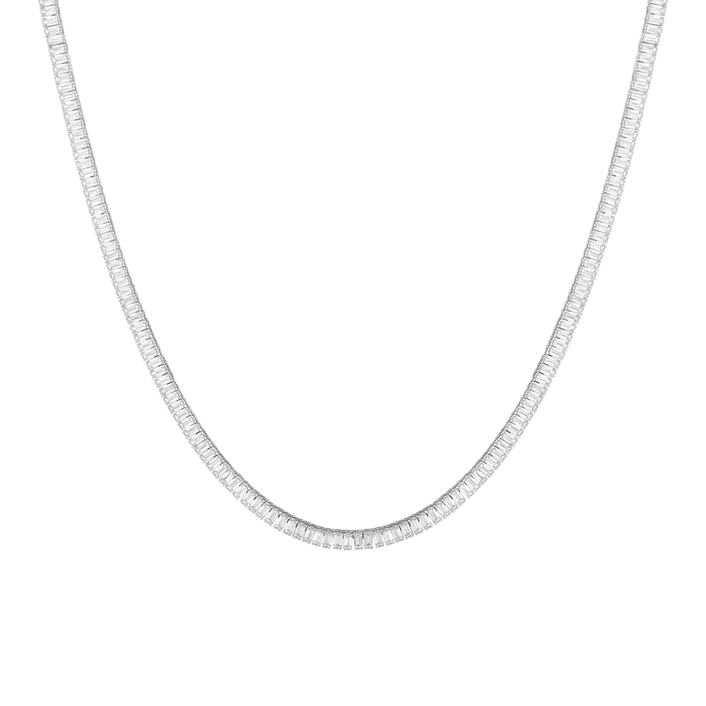 White Sapphire Baguette Tennis Necklace