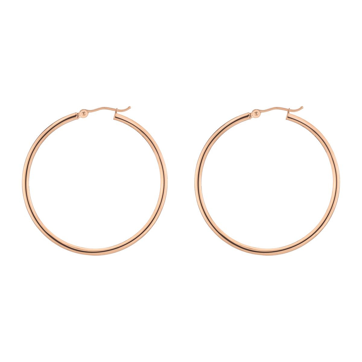 Gold Hoop Earrings - 2mm 14k Rose Gold Pair Single 40mm