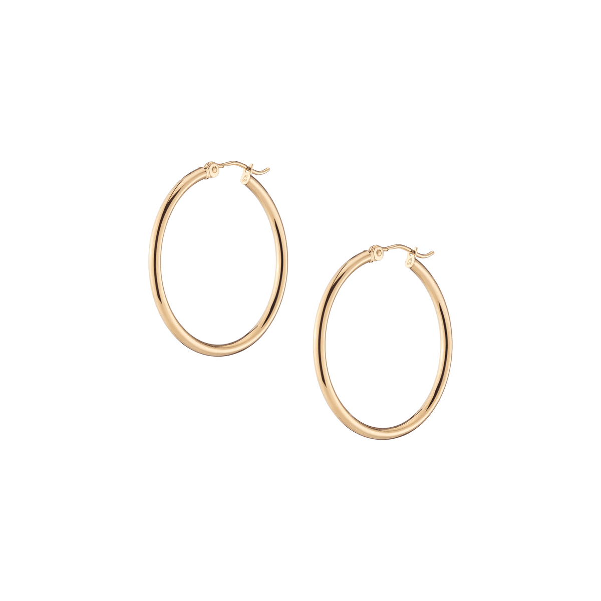 Gold Hoop Earrings - 2mm 14k Yellow Gold Pair Single 30mm