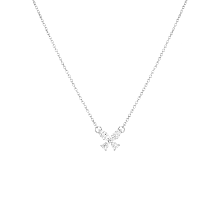 White Sapphire Butterfly Necklace Vermeil White Gold First