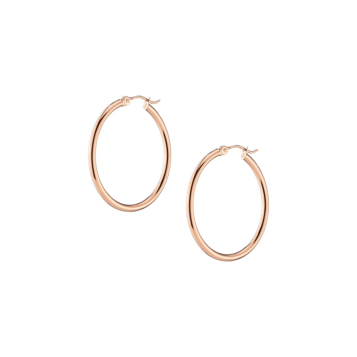 Gold Hoop Earrings - 2mm 14k Rose Gold Pair Single 30mm