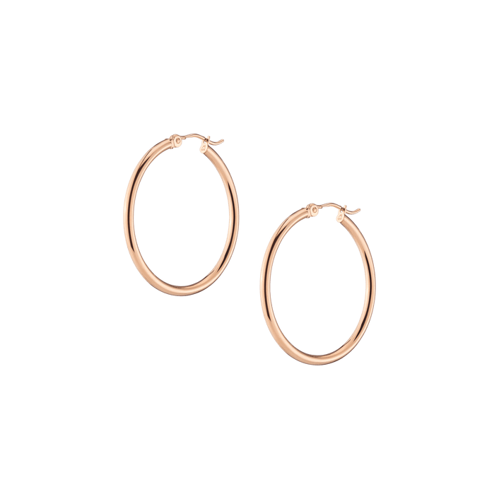 2mm Gold Hoop Earrings - 30mm 14k Rose Gold Single Pair First