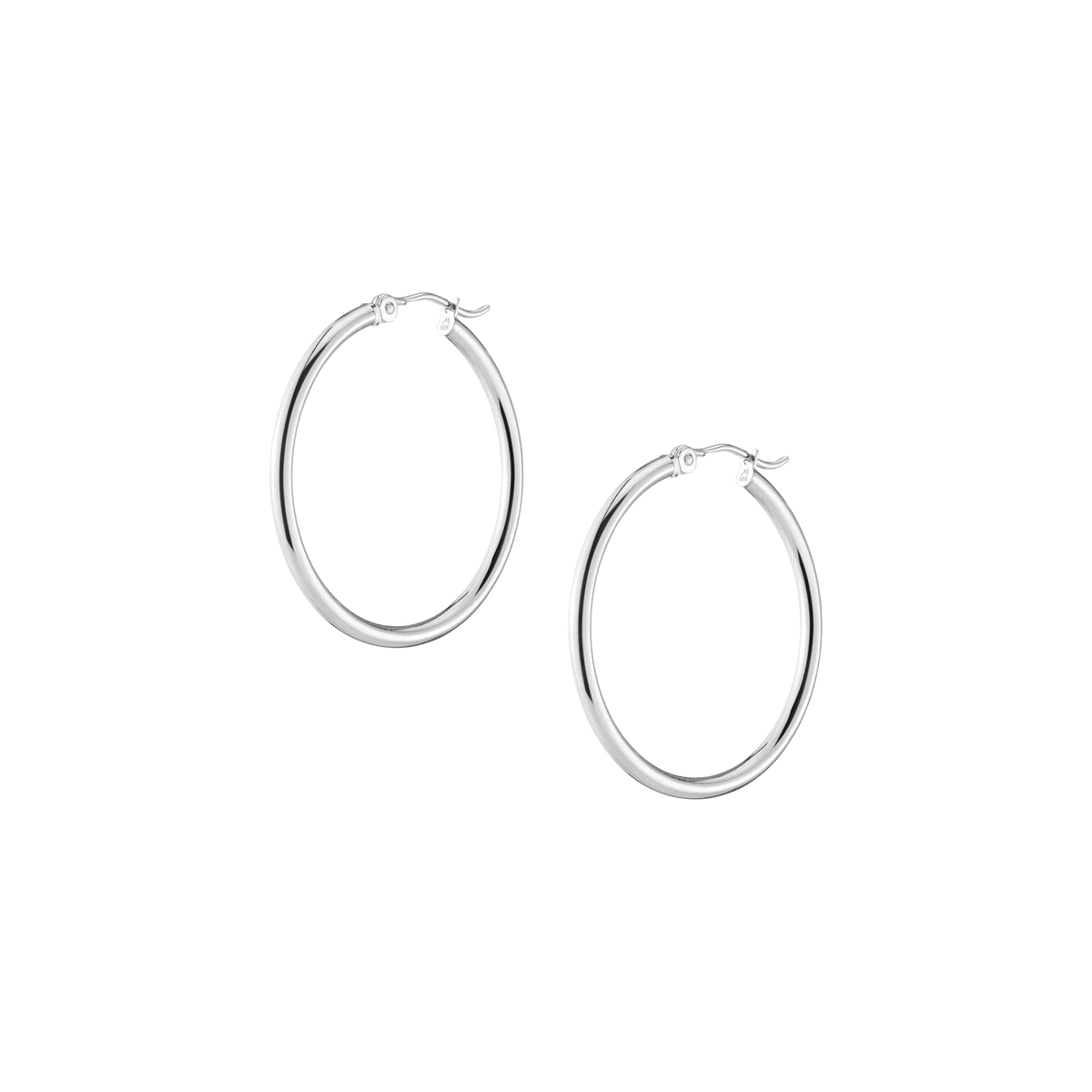 2mm Gold Hoop Earrings - 30mm 14k White Gold Single Pair First