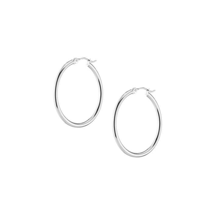 2mm Gold Hoop Earrings - 30mm 14k White Gold Single Pair First