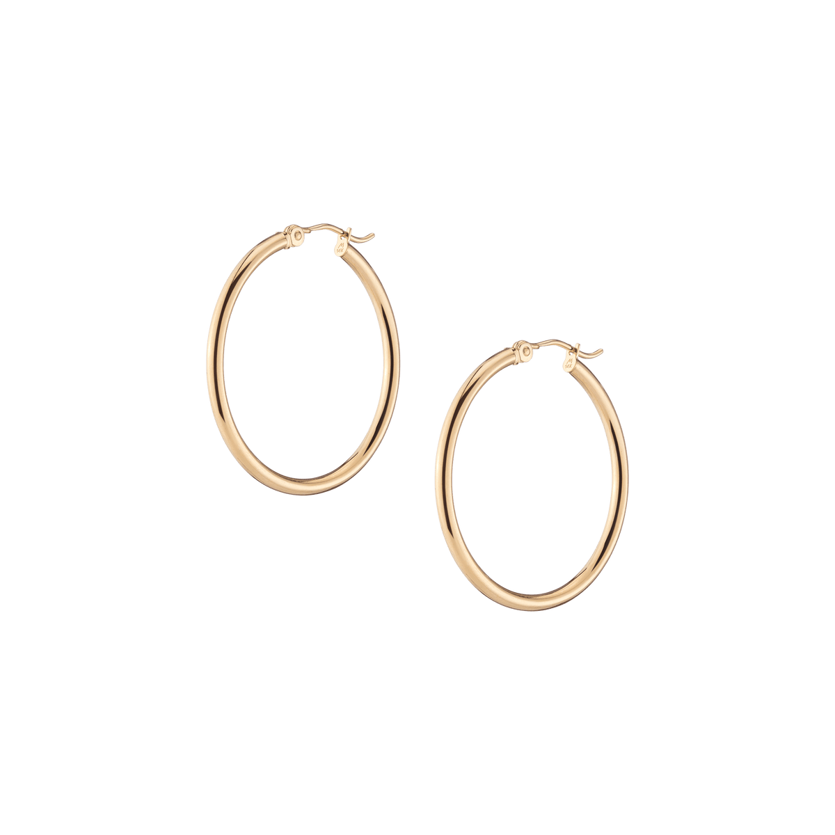 2mm Gold Hoop Earrings - 30mm 14k Yellow Gold Single Pair First