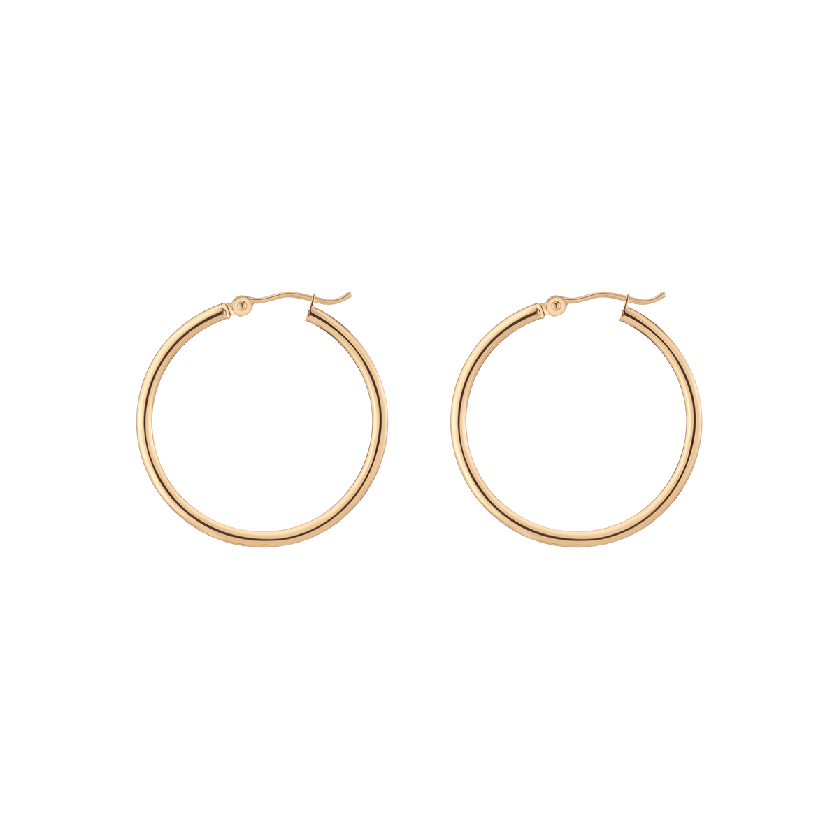 Gold Hoop Earrings - 2mm 14k Yellow Gold Pair Single 30mm