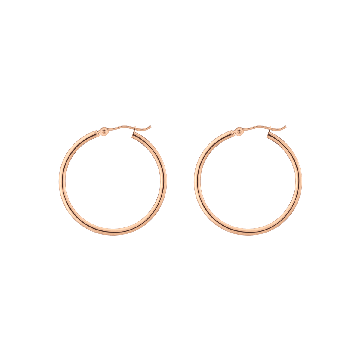 Gold Hoop Earrings - 2mm 14k Rose Gold Pair Single 30mm