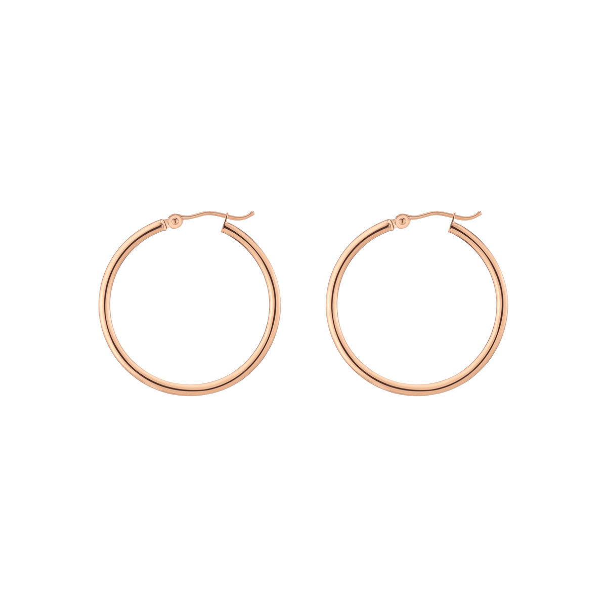 2mm Gold Hoop Earrings - 30mm 14k Rose Gold Single Pair