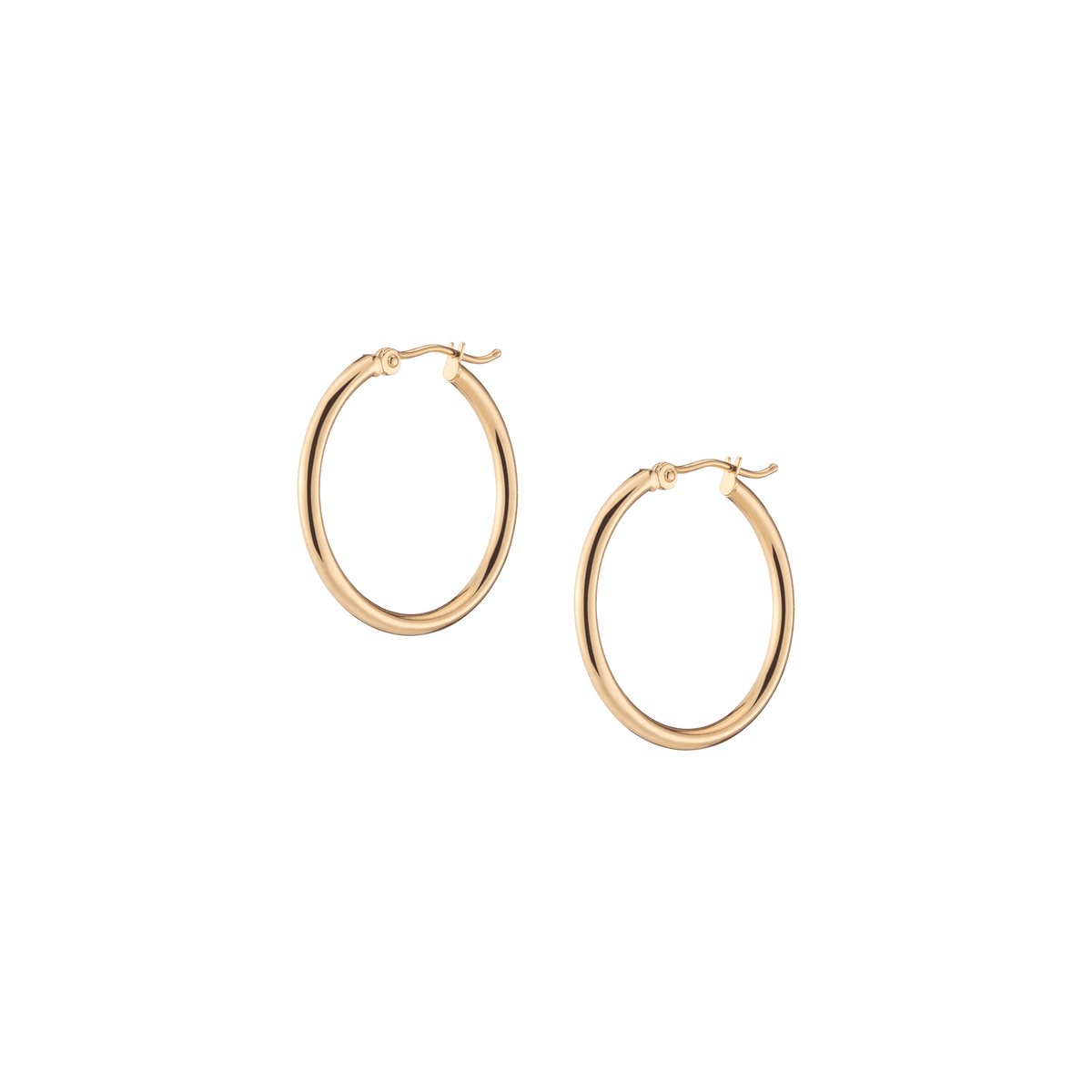 Gold Hoop Earrings - 2mm 14k Yellow Gold Pair Single 25mm First