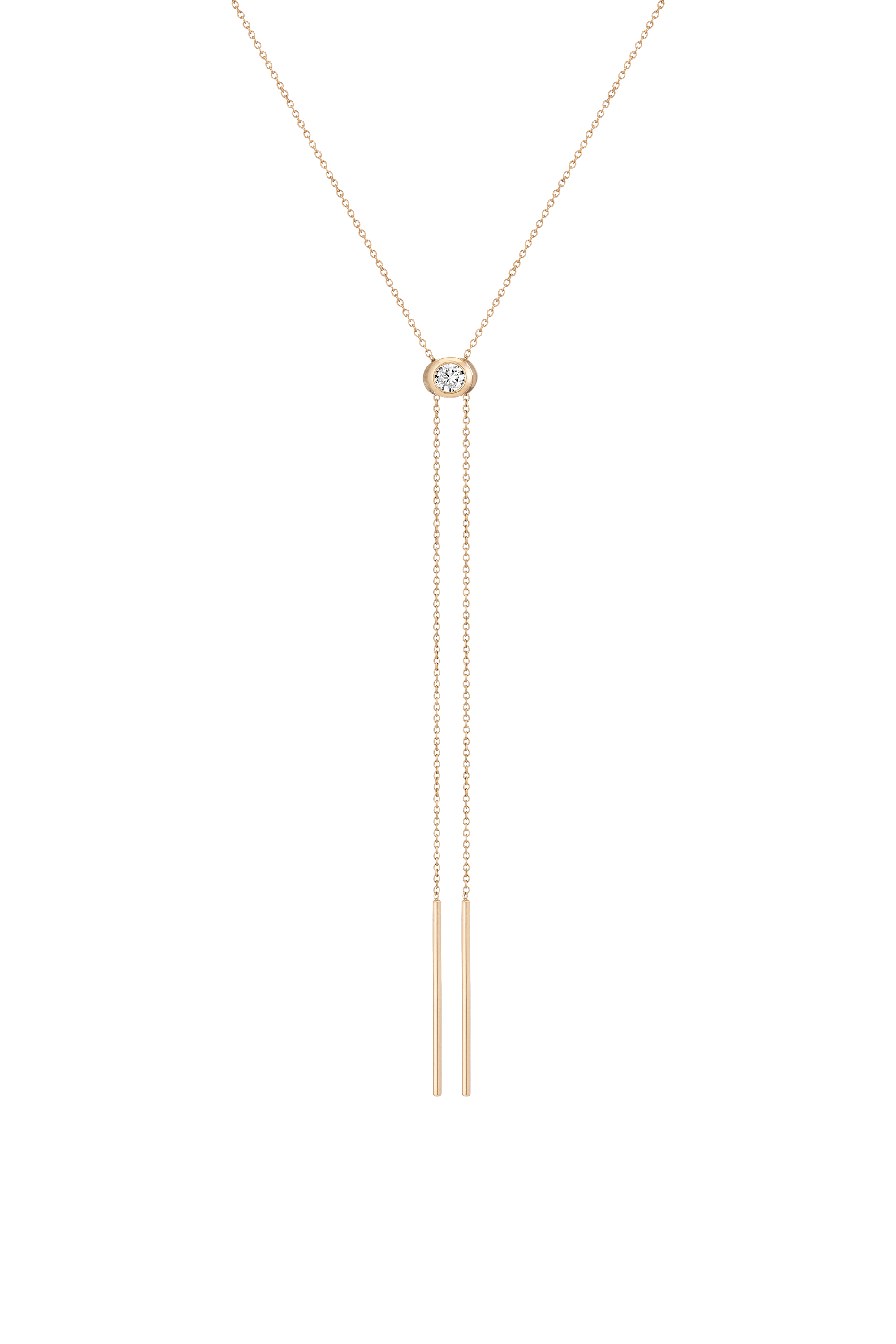 Aurate x Frye: Lab Grown Diamond Bolo Necklace 14k Yellow Gold First