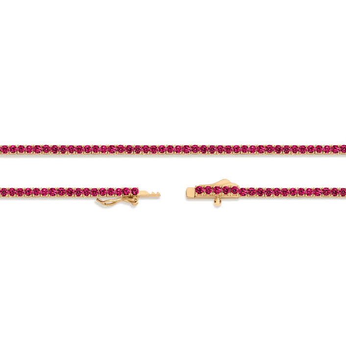 Red Ruby Tennis Bracelet Vermeil Yellow Gold 7ct