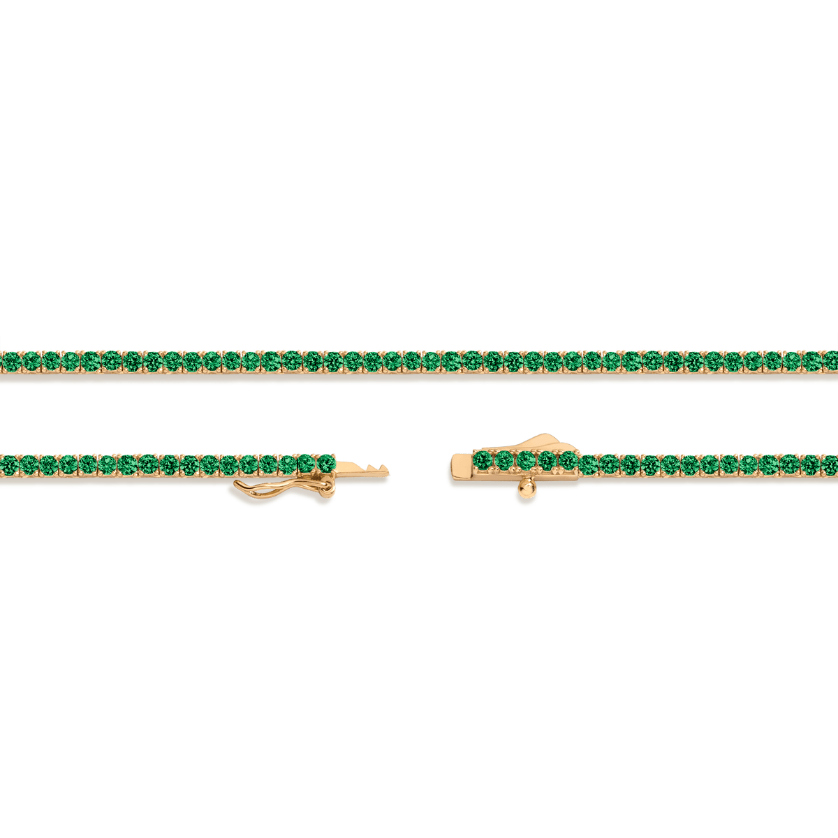 Lab Grown Green Emerald Tennis Necklace