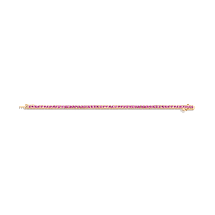 Pink Sapphire Tennis Bracelet Vermeil Yellow Gold 6.5in 7in