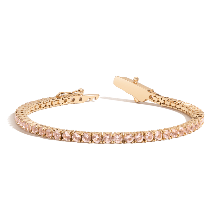 Morganite Tennis Bracelet Vermeil Yellow Gold 6.5in 7in First