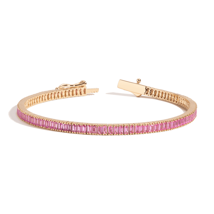 Pink Sapphire Baguette Tennis Bracelet