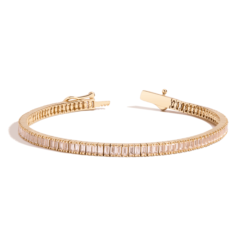 Lab Grown Morganite Baguette Tennis Bracelet
