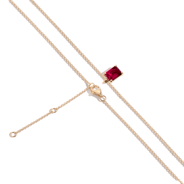 Emerald Gemstone Solitaire Necklace Vermeil Yellow Gold Red Ruby