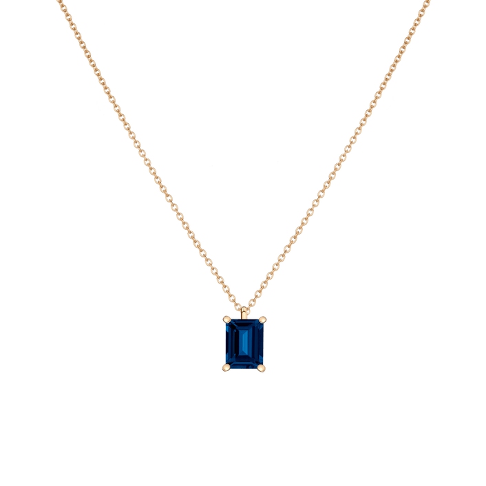 Emerald Gemstone Solitaire Necklace Vermeil Yellow Gold Blue Sapphire