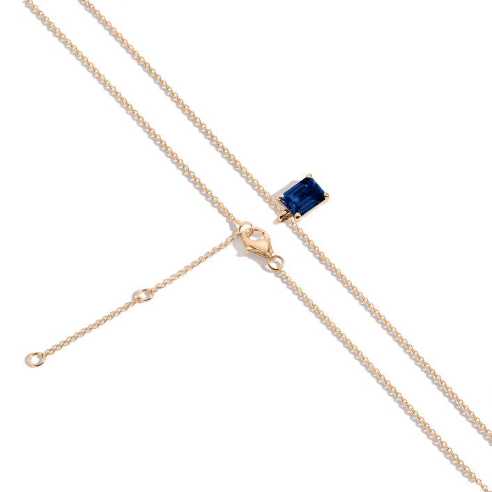 Emerald Gemstone Solitaire Necklace Vermeil Yellow Gold Blue Sapphire