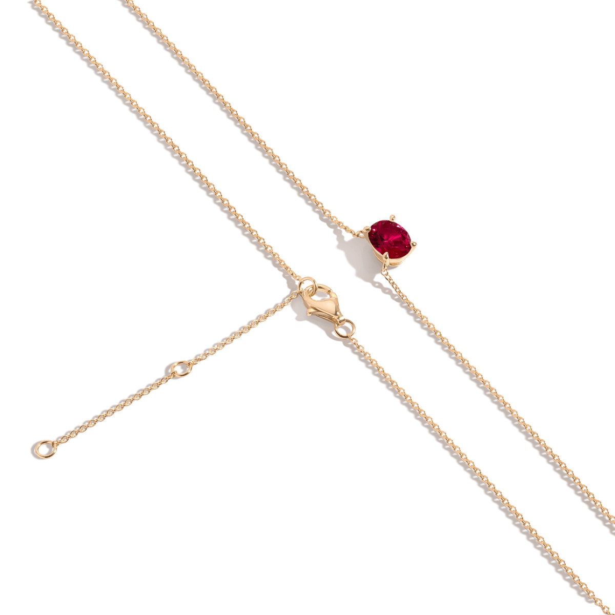 Oval Gemstone Solitaire Necklace Vermeil Yellow Gold Red Ruby