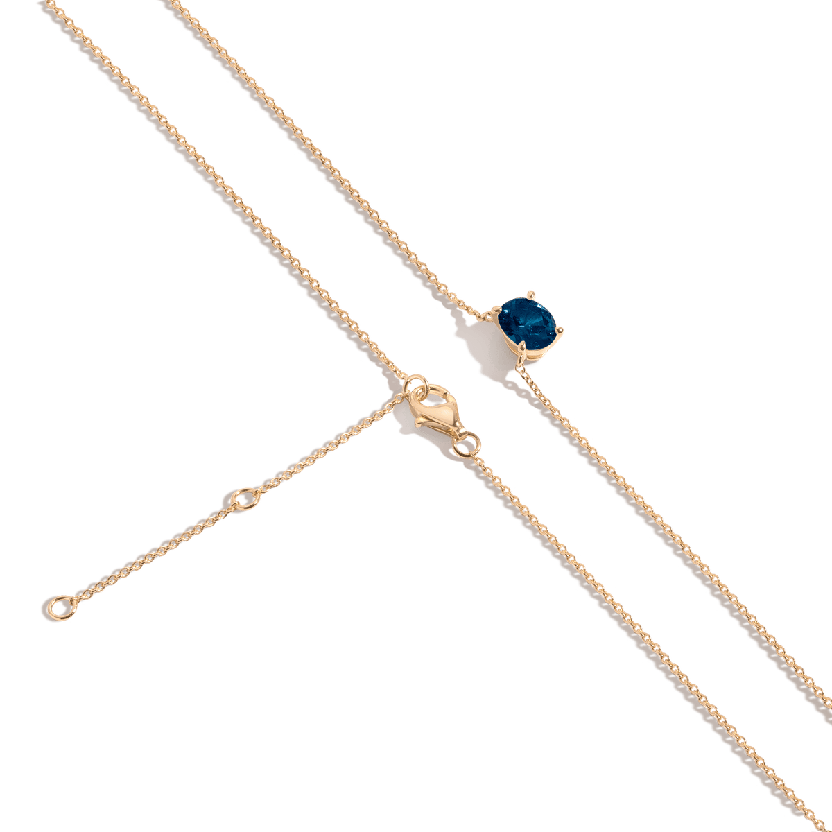 Oval Gemstone Solitaire Necklace Vermeil Yellow Gold Blue Sapphire