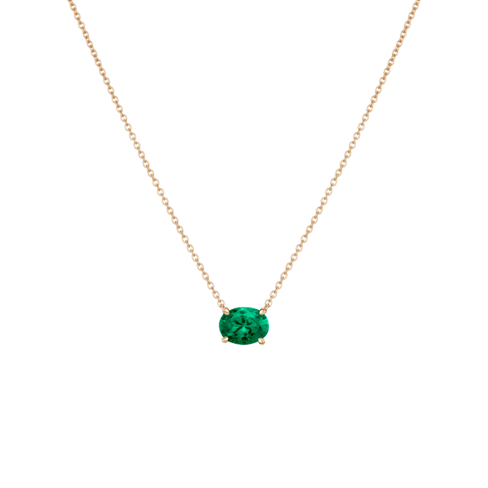 Oval Gemstone Solitaire Necklace