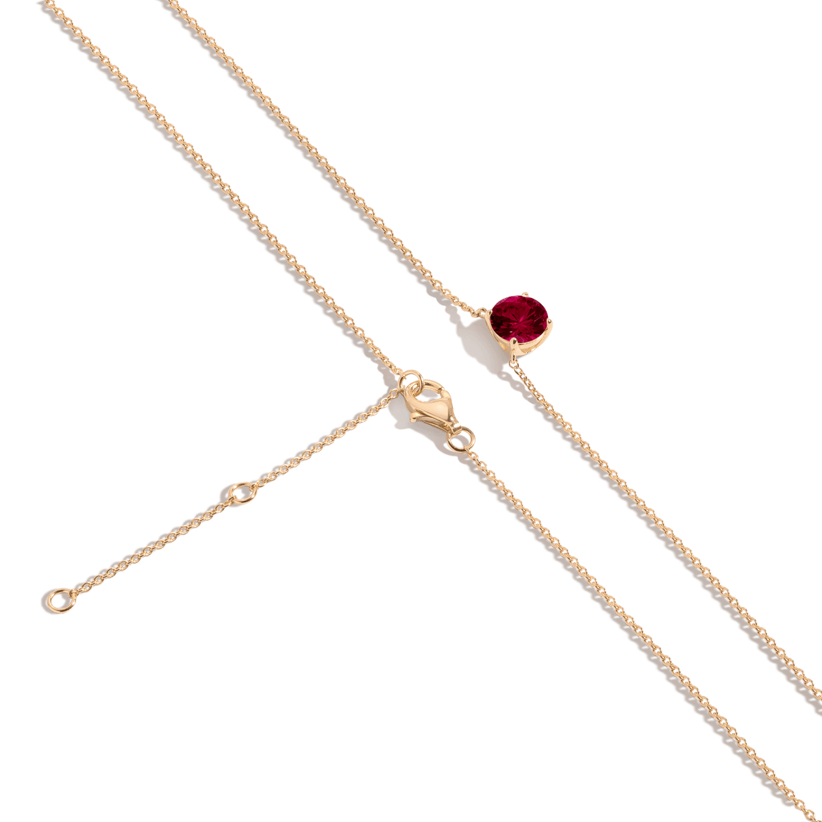 Round Gemstone Solitaire Necklace Vermeil Yellow Gold Red Ruby