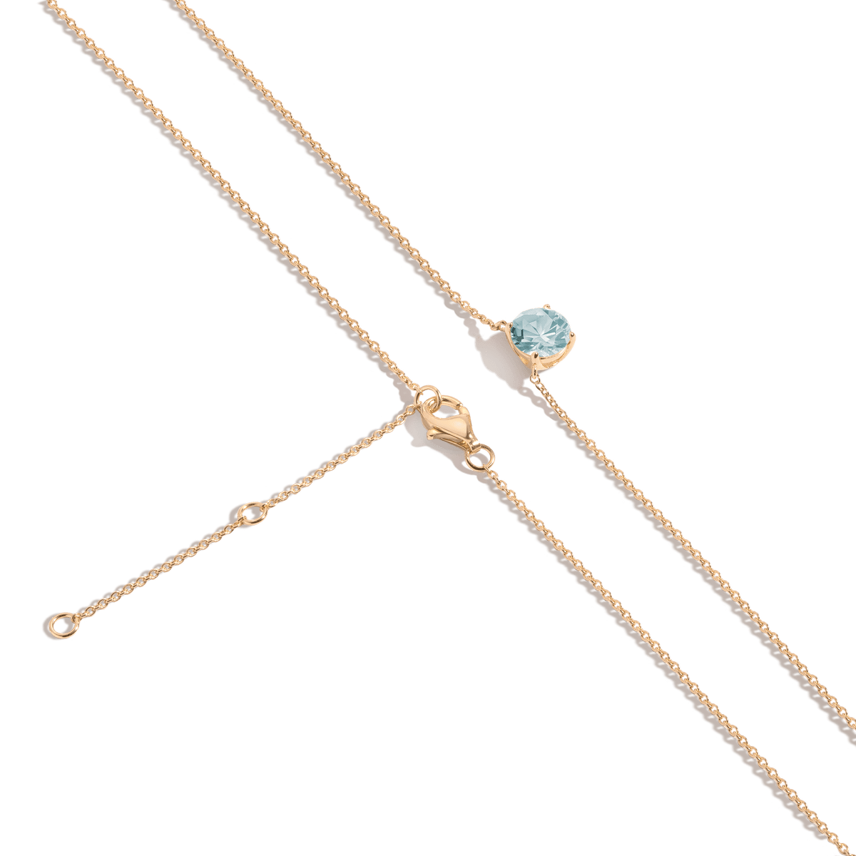 Round Gemstone Solitaire Necklace Vermeil Yellow Gold Aquamarine
