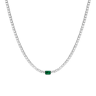 Lab Grown White Sapphire Tennis Necklace with Emerald