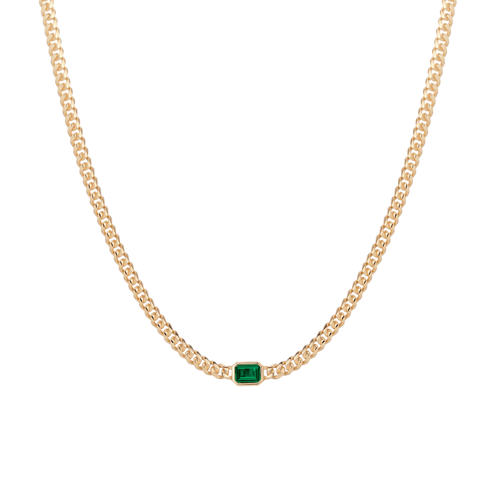 Emerald Curb Chain Necklace Vermeil Yellow Gold 16in First