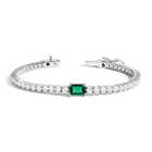 Lab Grown White Sapphire Tennis Bracelet with Emerald