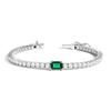 White Sapphire Tennis Bracelet with Emerald Vermeil White Gold 6.5in 7in First