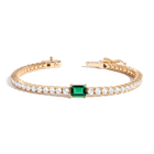 Lab Grown White Sapphire Tennis Bracelet with Emerald
