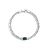 Emerald Curb Chain Bracelet Vermeil White Gold 6.5in 7in First