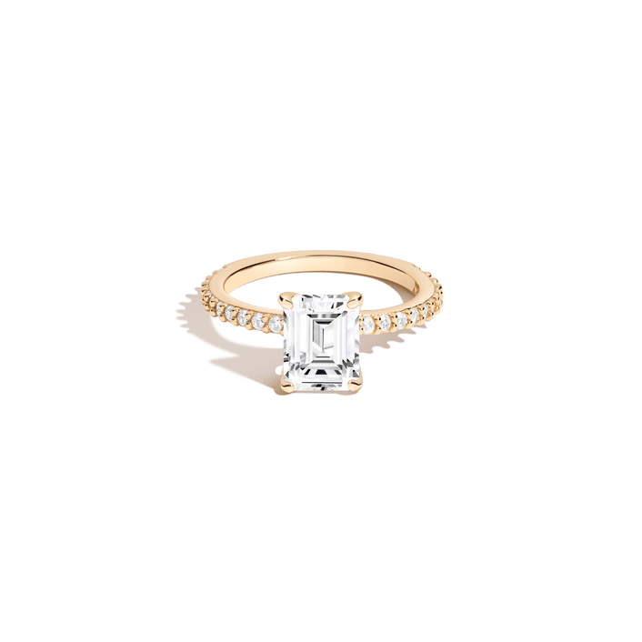 Emerald White Sapphire Solitaire Pavé Ring