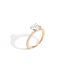 Round Lab Grown White Sapphire Solitaire Pavé Ring