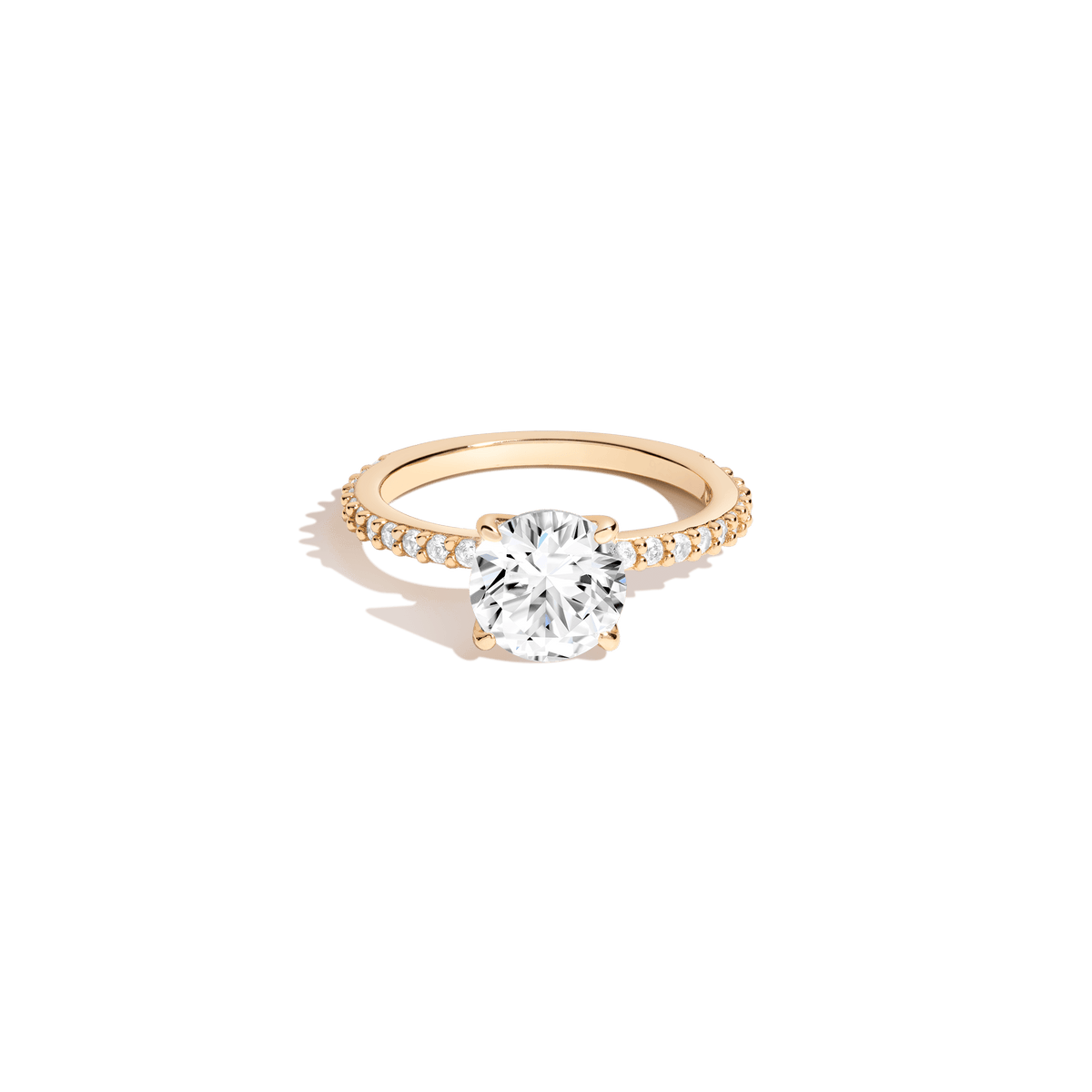 Round White Sapphire Solitaire Pave Ring