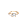 Round White Sapphire Solitaire Pavé Ring Vermeil Yellow Gold First