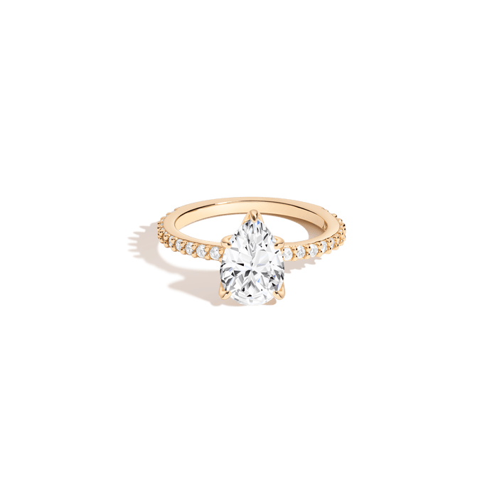 Pear White Sapphire Solitaire Pavé Ring Vermeil Yellow Gold First