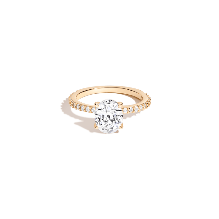 Oval White Sapphire Solitaire Pavé Ring Vermeil Yellow Gold First