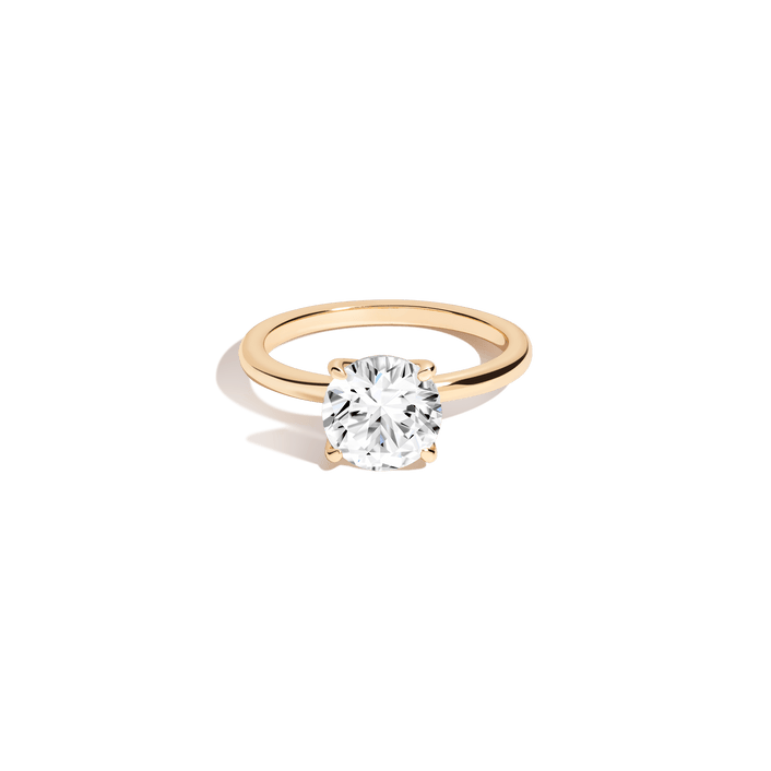 Round White Sapphire Solitaire Ring Vermeil Yellow Gold First