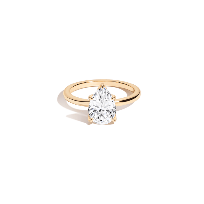 Pear White Sapphire Solitaire Ring Vermeil Yellow Gold First