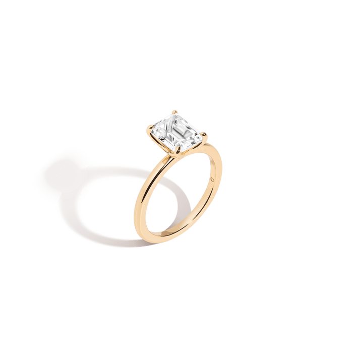 Emerald White Sapphire Solitaire Ring Vermeil Yellow Gold