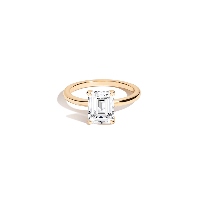 Emerald White Sapphire Solitaire Ring Vermeil Yellow Gold First