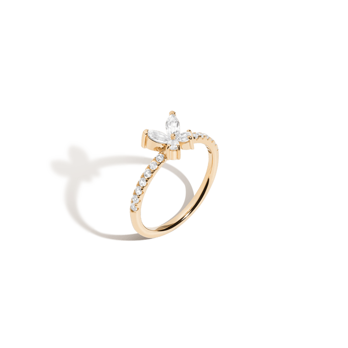 White Sapphire Butterfly Ring Vermeil Yellow Gold First